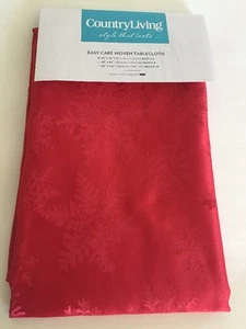 Country Living Christmas Holiday Snowflake Tablecloth Bright Red 52"x70" NEW - Picture 1 of 5