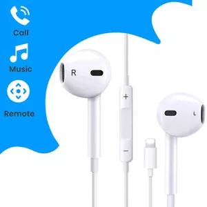 Earphones For Apple iPhone X XR XS 7 8 Plus 11 12 13 14 Wired Headphone Earbuds - Picture 1 of 16