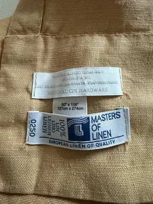 "2 paneles de cortinas de bolsillo de lino europeo de restauración en camello 50"" X 108""" Foto 1 de 4