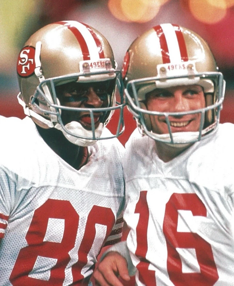 JOE MONTANA JERRY RICE 8X10 PHOTO SAN FRANCISCO 49ers PICTURE FOOTBALL CLOSE UP - Image 1 of 1