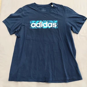 Adidas Graphic T-SHIRT Mens Size XL Blue Short Sleeve Crew Neck - Picture 1 of 7