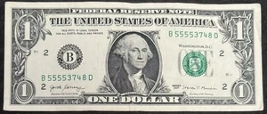 2017 New York $1 Bill Quad Solid 5555’s Fancy Numbers Note - Picture 1 of 2