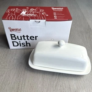 Guardián de platos de mantequilla de porcelana Sweese con tapa blanco - Nuevo en caja original - Imagen 1 de 12