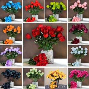 168 brotes de seda rosas flores de boda ramos suministro al por mayor para centros de mesa - Imagen 1 de 58