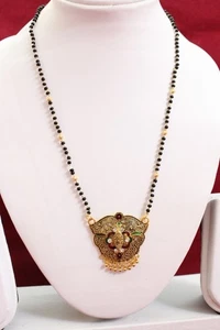 Indian Ethnic South Indian Gold Tone CZ Necklace Mangalsutra fashion jewelry - Picture 1 of 2