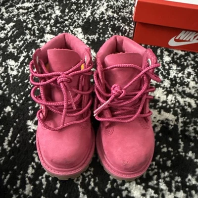 Timberland Pink Waterproof Leather Ankle Boots Toddler Girls Size 4 - Image 1 of 4