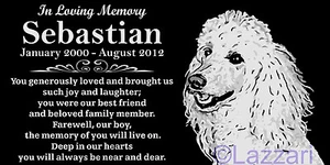 Personalized Poodle Dog Pet Memorial 12"x6" Granite Grave Marker Headstone - Picture 1 of 1