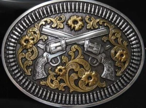 Pistolas y carcasas de revólver occidental Nocona M&F hebilla de cinturón ovalada 37009 - Imagen 1 de 3