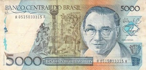 Brazil Banknote 5000 Cruzados 1988 P-214 NO OVERPRINT - Picture 1 of 2