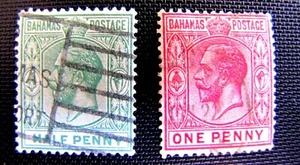 BAHAMAS, #s 49 & 50, GEORGE V ONE PENNY & HALF PENNY - GEBRAUCHT, 1912-19 (914) - Bild 1 von 2