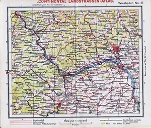 Mainz Kreuznach Goar Nastätten 1925 orig. Autoatlas-Karte Wiesbaden Bingen Lorch - Bild 1 von 1