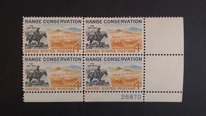 US Plate Block  of 4 Scott #1176 Range Conservation 4 Cent Stamps 1960 - Picture 1 of 2