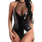 Latex Sexy Porn Body Lingerie Women Underwear Mesh Perspective Clothes Pu Leathe
