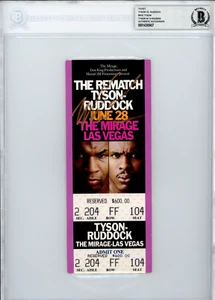 Boleto auténtico firmado por Mike Tyson vs Ruddock 28/06/1991 Autógrafo BAS - Imagen 1 de 2