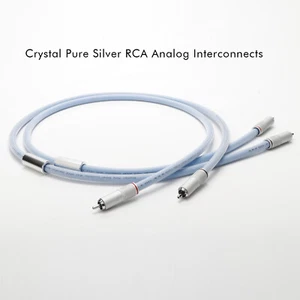 Pair 5N Pure Silver RCA Cable Sterling Silver Audio Analog Interconnect Wire - Picture 1 of 19