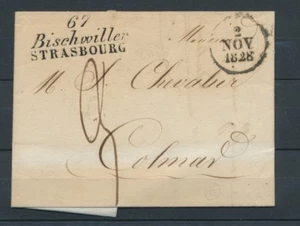 1828 double cursive letter 67 / Bischwiller STRASBOURG BAS RHIN (67) SUP. P4217 - Picture 1 of 2