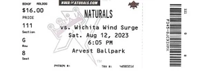 Northwest Arkansas Naturals Baseball Ticket Stub August 2023 Arvest Ballpark - Picture 1 of 2