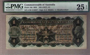 Commonwealth of Australia Pick 16c R26 - 1 pound, nd (1927). PMG 25. VF      