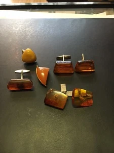 Konvolut 7 Vintage Baltischer Bernstein Manschettenknöpfe 31,4 g.  - Bild 1 von 2