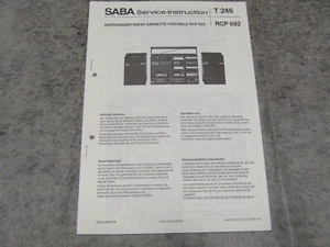 Esquema Manual de Servicio para Maleta Radio Grabadora SABA RCP692 - Imagen 1 de 1