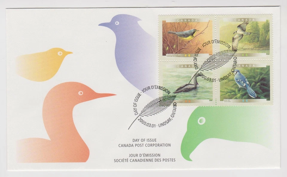Canada- 1839-42 block OFDC BIRDS OF CANADA -5 2000  - Image 1 of 1
