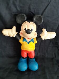 🐭 Vintage Walt Disney Mickey Mouse Bendy Foam/Rubber Yellow Shirt Red Shorts