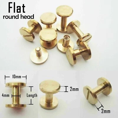 10/20/50Pcs Stud Bind Rivet Brass for Leather Belt Wallet Chicago Screw Nail - Image 1 of 4