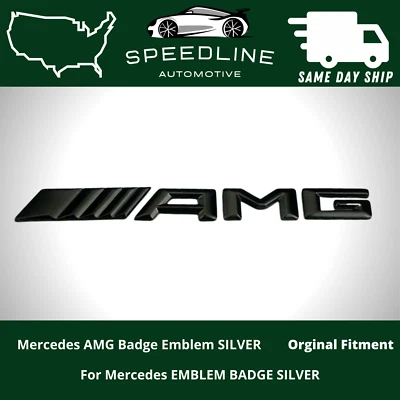 AMG Emblem Trunk OEM Gloss Black 3D Rear Badge Mercedes Benz C E S SL SLK Logo - Image 1 of 3
