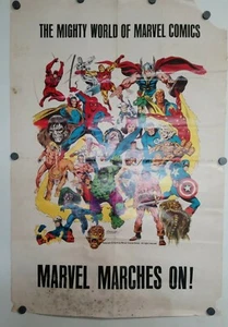 VINTAGE 1975 DIE MÄCHTIGE WELT DER MARVEL COMICS MÄRSCHE AUF POSTER SELTEN RARITÄT NR - Bild 1 von 9