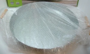 Round Tin  Country Chic Serving Tray Wood Handles NIB - Picture 1 of 4