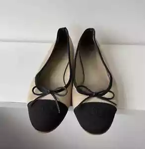 Chanel Wildleder Ballerinas Leder CC Kappe Zehenpartie Schleife Damen Größe 37 - Bild 1 von 21