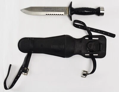 Vintage US Navy Diver Aqua Lung SS Bowie Knife with Sheath PROVENANCE - Image 1 of 4