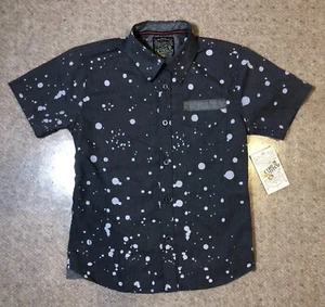 NWT Retro Stitch Kids Boys Shirt Button Up Short Sleeve Size 8 Blue White - Picture 1 of 3