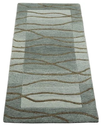 Gabbeh Teppich 100% Wolle 70X140 cm Handarbeit Grau Handgetuftet T1016 - Bild 1 von 4