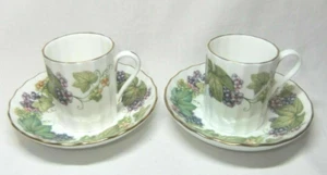 Royal Worcester Coffee Cup & Saucer Vine Harvest Pair Bone China 1970s - Picture 1 of 11