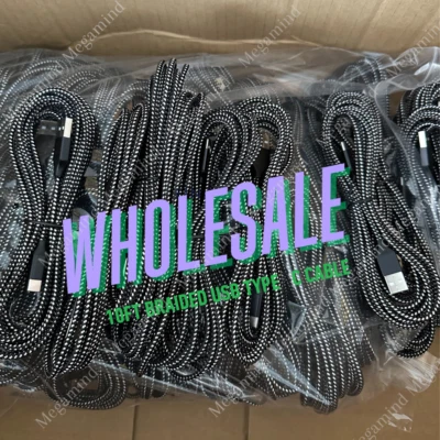 Lot 10ft USB Type C Fast Charger Cable Charging Cord For Samsung S8 iPhone 15 16 - Image 1 of 4