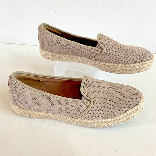 Mocassini da donna Clarks Collection taglia 7 5 espadrilla in pelle beige slip on