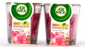 2 Ct Air Wick 3.7 Oz Natural Essential Oils Pink Sweet Pea Scented Glass Candle - Picture 1 of 1