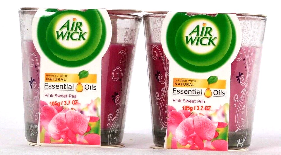 Vela de vidrio perfumada con guisantes dulces rosa aceites esenciales naturales de 2 quilates Air Wick 3,7 OZ Foto 1 de 1