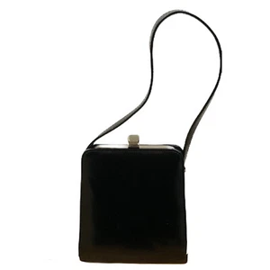 Vintage 50s Style Black Bag Purse Handbag Clasp Pin Up Cosplay Rockabilly Modest - Picture 1 of 11