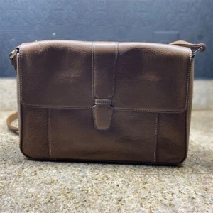 Vintage Brown Leather Messenger Bag Unisex Large Casual - Picture 1 of 4