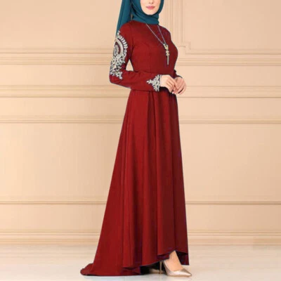 Muslim Islamic Womens Long Sleeve Maxi Dress Ramadan Kaftan Dubai Kaftan Abaya - Image 1 of 4