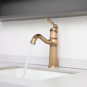 Rubinetto lavandino vaso vasca da bagno in ottone antico 1 manico montaggio rubinetto - Foto 1 di 11