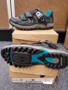 NEW PEARL IZUMI X ALP ENDURO III WOMENS 40 BLACK / TEAL SPD SPIN MTN SHOE - Picture 1 of 1