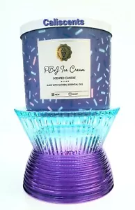 Bath & Body Works Aqua Marine/Lila facettiert Ombre Glas Sockel 3-Docht Halter - Bild 1 von 6