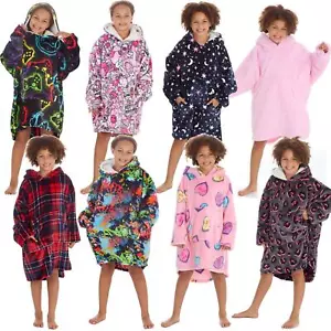 Mädchen Kinder Oversize Hoodie Leopard Karo Gaming Warm Fleece Kapuze Decke Morgenmantel - Bild 1 von 72
