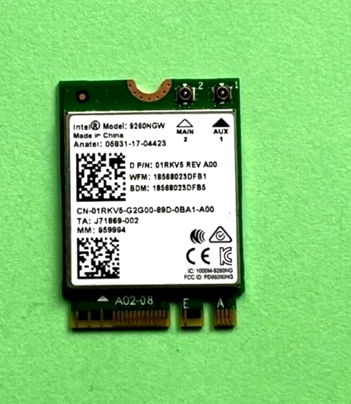 OriginaI Intel Dual Band Wireles AC9260 Model 9260NGW  1730Mbps  BT5.0  01RKV5 - Bild 1 von 1