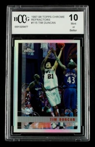 Tim Duncan Refractor Topps Chrome Rookie 115 RC Graded 10 San Antonio Spurs 1997