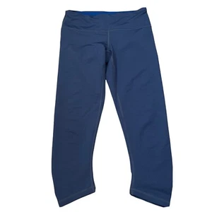 Prana Womens Sz S Ruched Textured Leggings Blue Yoga Athleisure Capri - Picture 1 of 7