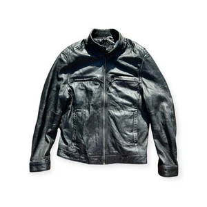 Vintage schwarze Leder Biker Bomber Jacke LLD Leathers Größe M Herren - Bild 1 von 12